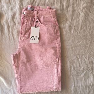 Pink ZARA straight led jeans